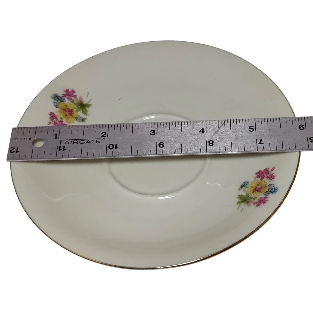 Vintage Bavaria Teacup Saucer Dessert Plate Set Floral Gold Trim Set of‎ Three